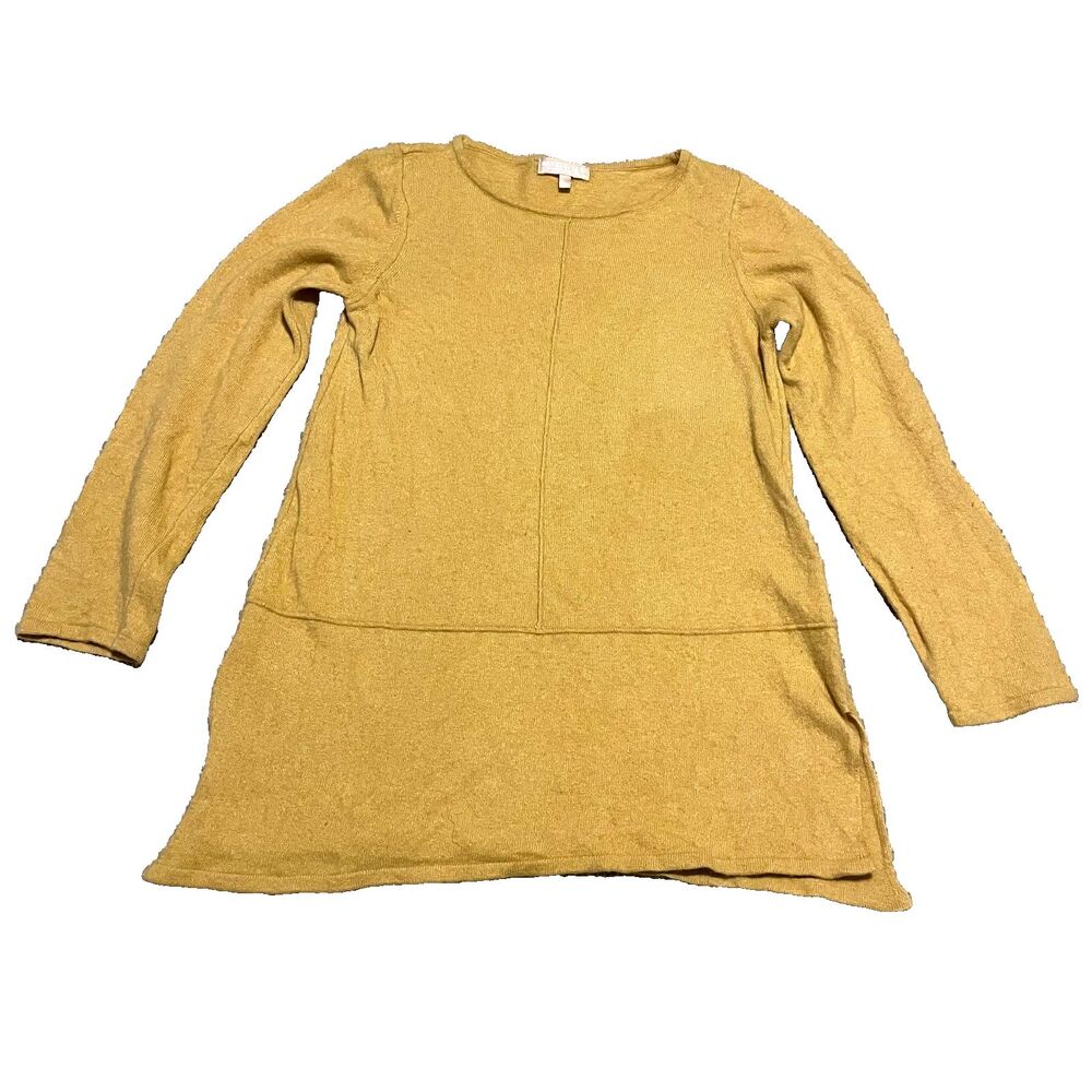 Benedetta B Italy Sweater Merino Wool Cashmere Blend Mustard Yellow Large L